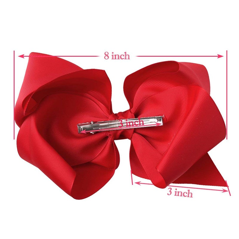 DeD 20 Pcs 8" Hair Bows Clips Boutique Grosgrain Ribbon Big Large Bows Alligator Hair Accessories For Baby Girls Teens Kids - Image 4
