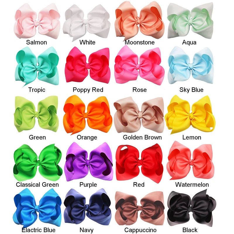 DeD 20 Pcs 8" Hair Bows Clips Boutique Grosgrain Ribbon Big Large Bows Alligator Hair Accessories For Baby Girls Teens Kids - Image 2