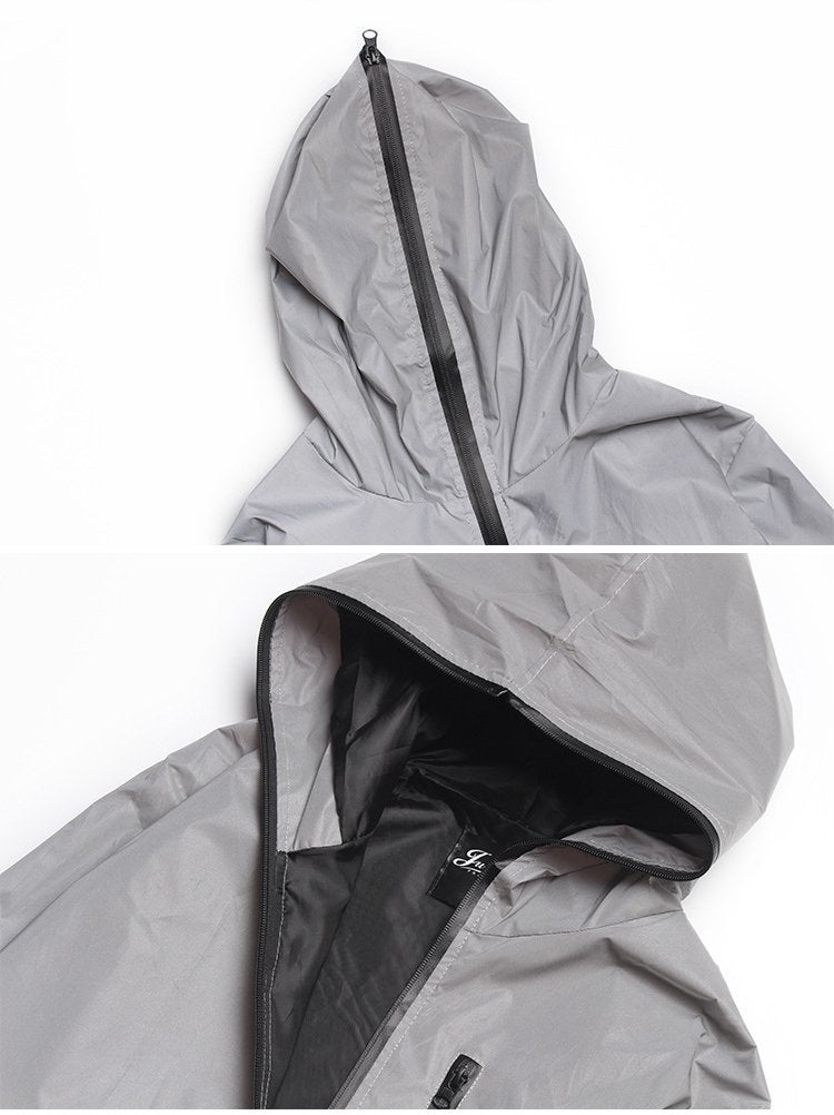 fangfei Reflective Coat Hooded Windbreaker Fashion Runing Pocket Jacket (L) - Image 5