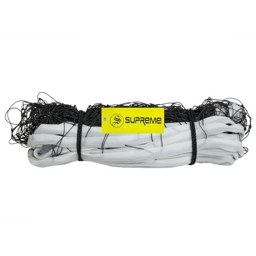 Supreme Volleyball Net Nylon (4 Side Tape) Thick Qlty, 10 Mesh (Pack of 1) Volleyball Net (Black, White) - Image 1