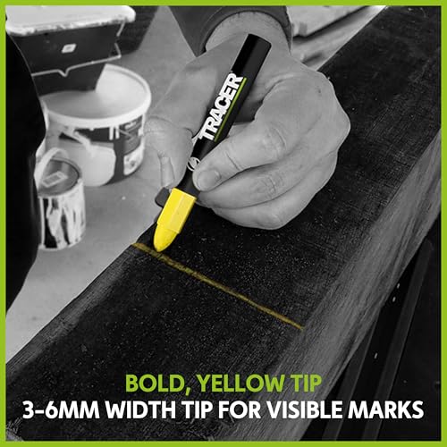 TRACER Construction Lumber Crayon Markers, Pack of 12- Yellow. 12 x Yellow Multi Surface Marking Crayons - Image 4