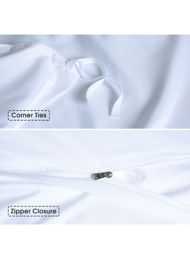 David's Home غطاء لحاف 3 قطع بحجم كوين، غطاء خفيف الوزن ناعم مع إغلاق بسحاب وأربطة في الزوايا، يتضمن 1 × 230 سم × 230 سم غطاء لحاف + 2 × 50 سم × 65 سم أغطية وسائد، أبيض - Image 5