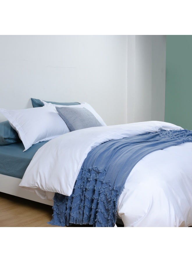 David's Home غطاء لحاف 3 قطع بحجم كوين، غطاء خفيف الوزن ناعم مع إغلاق بسحاب وأربطة في الزوايا، يتضمن 1 × 230 سم × 230 سم غطاء لحاف + 2 × 50 سم × 65 سم أغطية وسائد، أبيض - Image 2