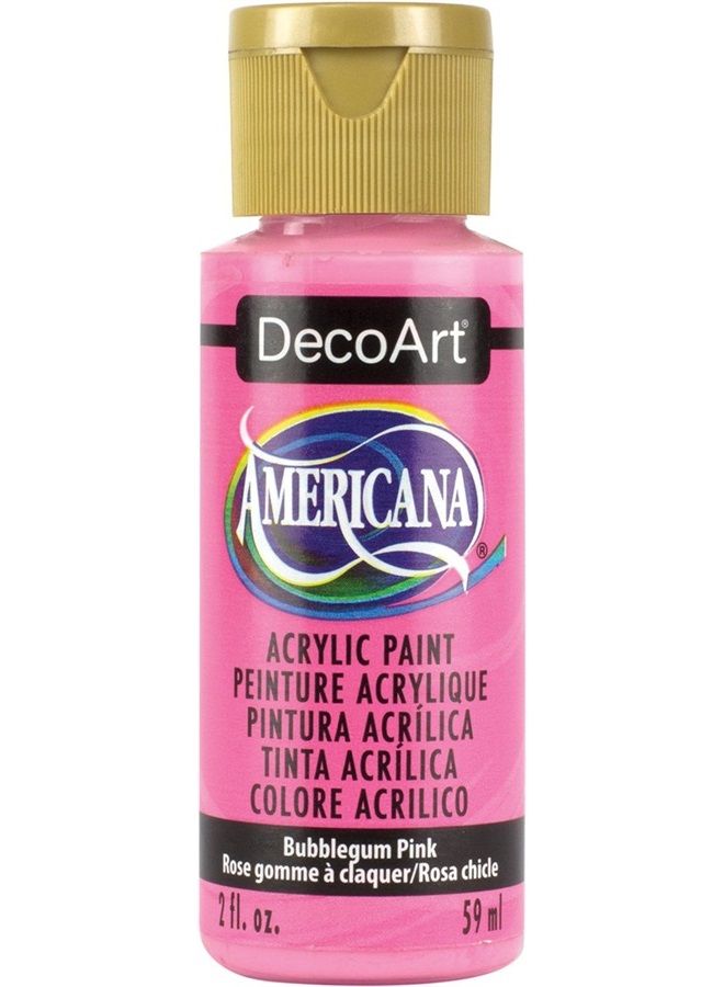 DecoArt DADA250-3 Darice Americana Acrylic Paint, 2 oz, Bubblegum Pink
