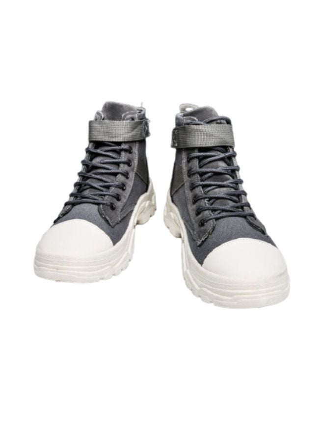 NIBEMINENT Lace-Up High Top Sneakers Grey/White  - Image 1
