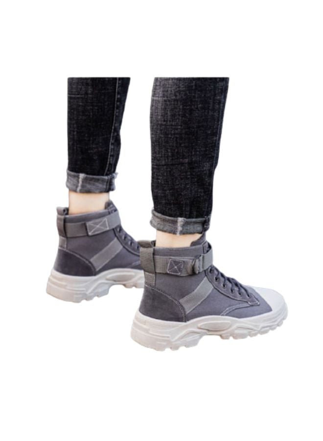 NIBEMINENT Lace-Up High Top Sneakers Grey/White  - Image 5