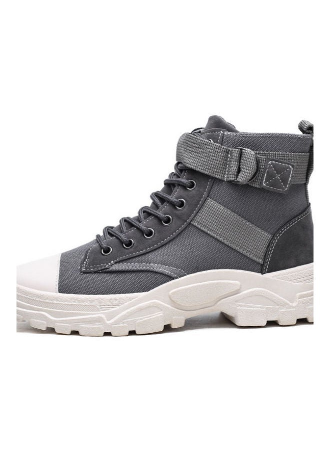 NIBEMINENT Lace-Up High Top Sneakers Grey/White  - Image 3