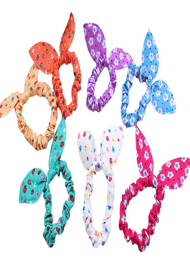 LOVEF Korean Style 10x Girls floral Rabbit Ear Hair Tie Bands Ropes Ponytail Holder - Image 3