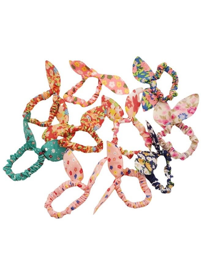 LOVEF Korean Style 10x Girls floral Rabbit Ear Hair Tie Bands Ropes Ponytail Holder - Image 1
