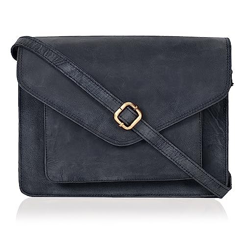 Ozora Leather Flapover Crossbody Handbag Purse for Women with Adjustable Strap & Overflap Snap Closure Tote/Bag (Black Hunter) - Image 1