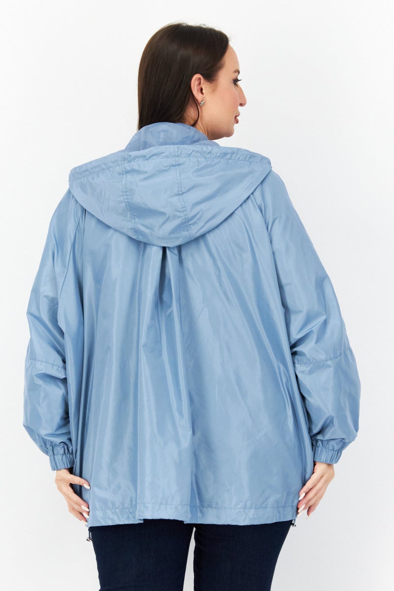 GERRY WEBER Women Hooded Long Sleeve Soft Shell Jacket, Blue - Image 2