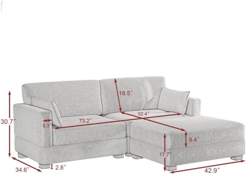 Comfynest 3-Piece Corduroy Sectional Sofa - Image 2