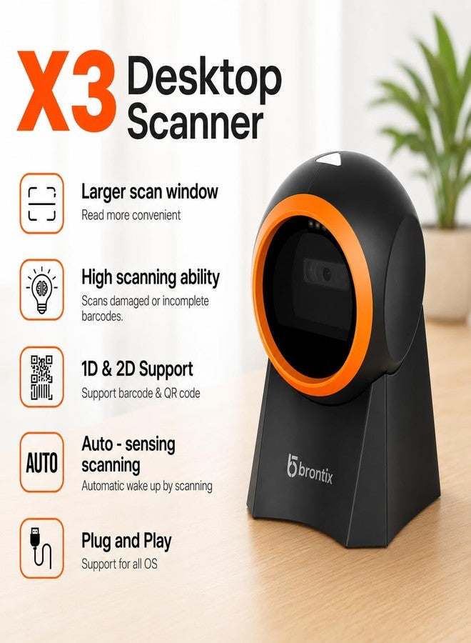BRONTIX Desktop Barcode Scanner, 2D QR Code - Image 2