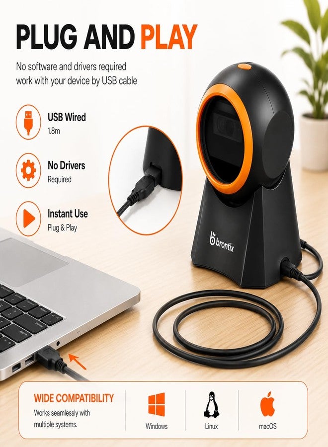 BRONTIX Desktop Barcode Scanner, 2D QR Code - Image 5