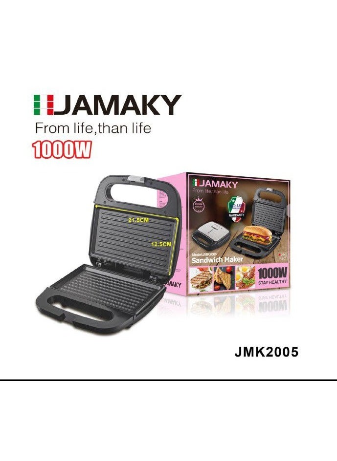 Jamaky Italy صانعة السندوتشات (ايطالي) 1000 واط هيكل ستيل ضد الكسر - مع خاصية التحكم بدرجة الحرارة، JMK2005 