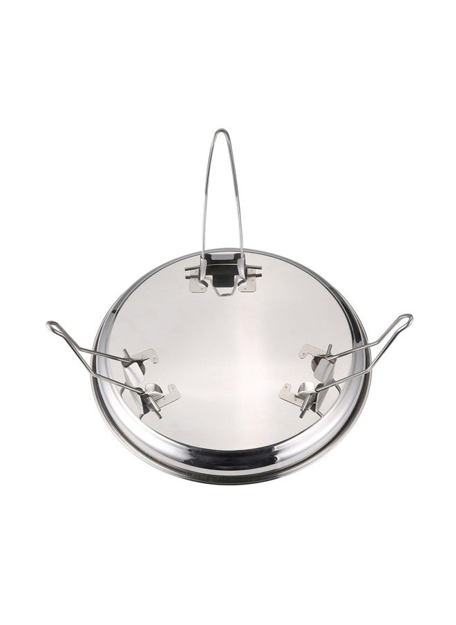 AL SANIDI Round stainless steel plate with Foldable legs, Trips plates, Silver, Size 35 Cm  - Image 3