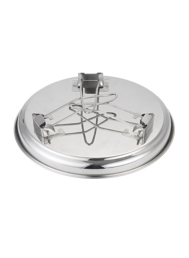 AL SANIDI Round stainless steel plate with Foldable legs, Trips plates, Silver, Size 35 Cm  - Image 2