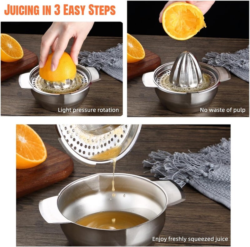 JDLYEVER Manual Juicer 304 Stainless Steel Citrus Juicer for Lemon & Orange, Handheld Press Tool with Storage Bowl, Elegant Gold Finish, Ideal for Fresh Juice Extraction at Dorms, Home, Restaurants - Image 3