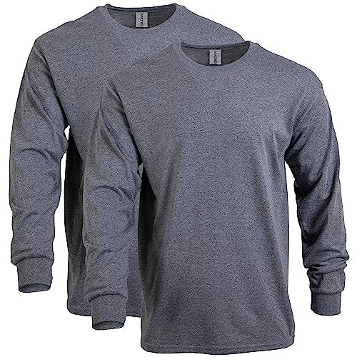 Gildan Adult Heavy Cotton Long Sleeve T-Shirt, Style G5400, 2-Pack, Graphite Heather, Large - Image 1