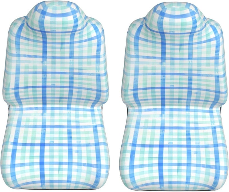 Plaid Beach Cottage at The Shore Watercolor Stripe Universal Car Seat Covers 2-Piece Set - Stretch-to-Fit Front Seat Protectors for Cars, Trucks & Suvs | Bucket-Style Fit, Breathable - Image 5