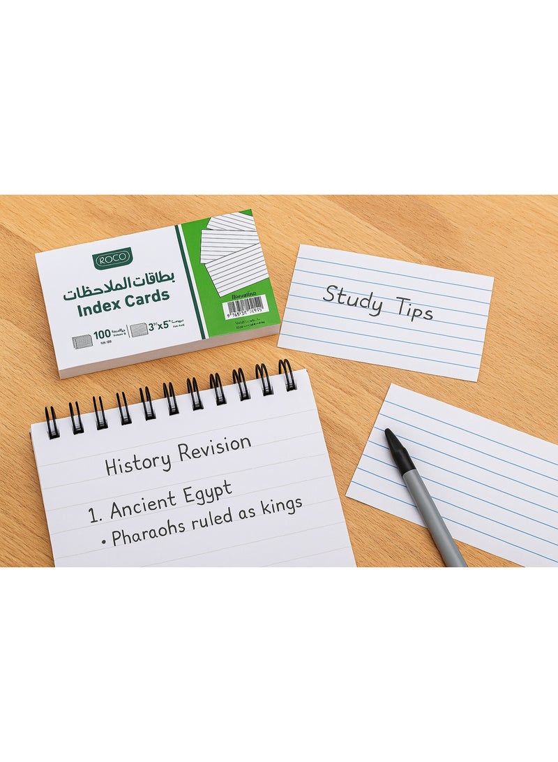 ROCO Index Cards 3" x 5" – 100 Ruled Sheets | Study Flash Cards for Notes, Revision & Office Use | Made in Indonesia - Image 3