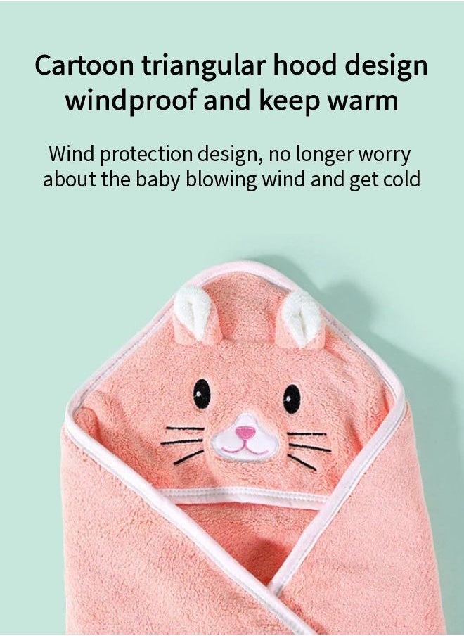 Vixplorn - Hooded Towe Baby Shower Blanket Baby Bath Towel Large 80cm Cotton Baby Bath Towel with Soft Animals Design Cute Cartoon Absorbent for Boys and Girls - Image 1