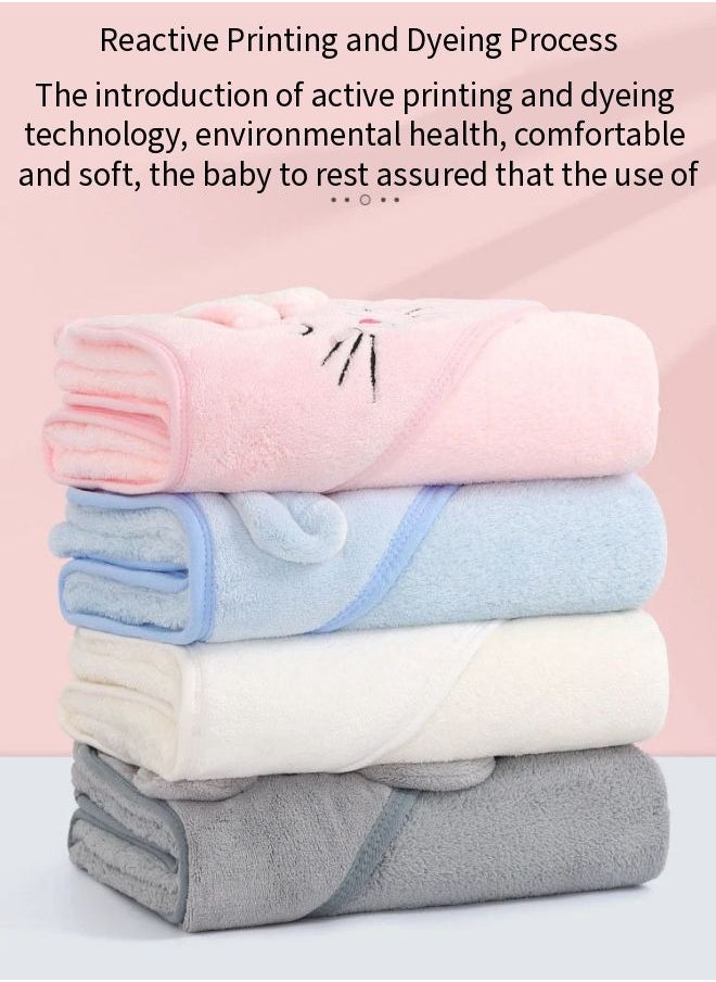 Vixplorn - Hooded Towe Baby Shower Blanket Baby Bath Towel Large 80cm Cotton Baby Bath Towel with Soft Animals Design Cute Cartoon Absorbent for Boys and Girls - Image 1