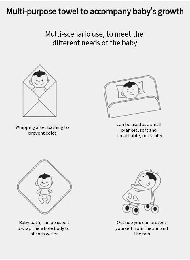 Vixplorn - Hooded Towe Baby Shower Blanket Baby Bath Towel Large 80cm Cotton Baby Bath Towel with Soft Animals Design Cute Cartoon Absorbent for Boys and Girls - Image 1
