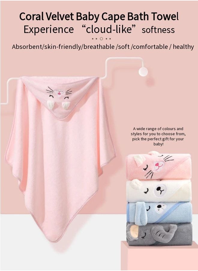 Vixplorn - Hooded Towe Baby Shower Blanket Baby Bath Towel Large 80cm Cotton Baby Bath Towel with Soft Animals Design Cute Cartoon Absorbent for Boys and Girls - Image 1