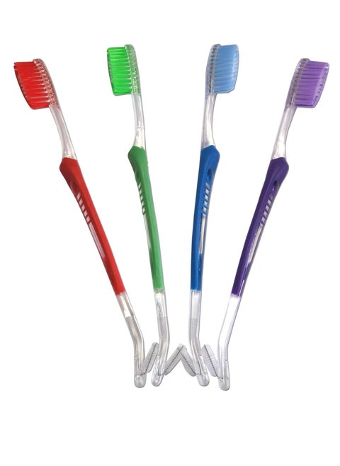 Orthodontic Toothbrush V-Trim Double-Ended Brush with Interproximal Head for Cleaning Ortho Braces, 4 Count (Pack of 1)