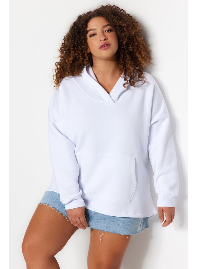 trendyol Thick Fleece Oversize Knitted Sweatshirt TBBAW24AO00019 - Image 1