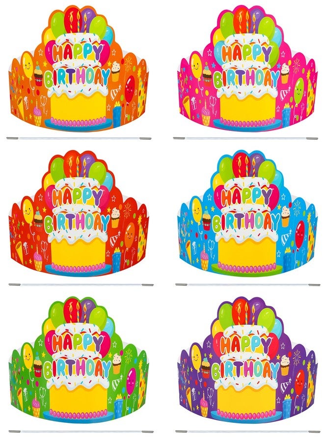 Maniaacer 30 Pcs Birthday Party Crowns for Kids Happy Birthday Hats Colorful Crown Set Paper School Classroom Hats with Elastic Band for Classroom School Kids Teacher Party Supplies - Image 1