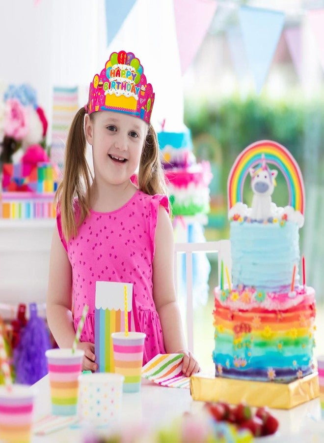 Maniaacer 30 Pcs Birthday Party Crowns for Kids Happy Birthday Hats Colorful Crown Set Paper School Classroom Hats with Elastic Band for Classroom School Kids Teacher Party Supplies - Image 5