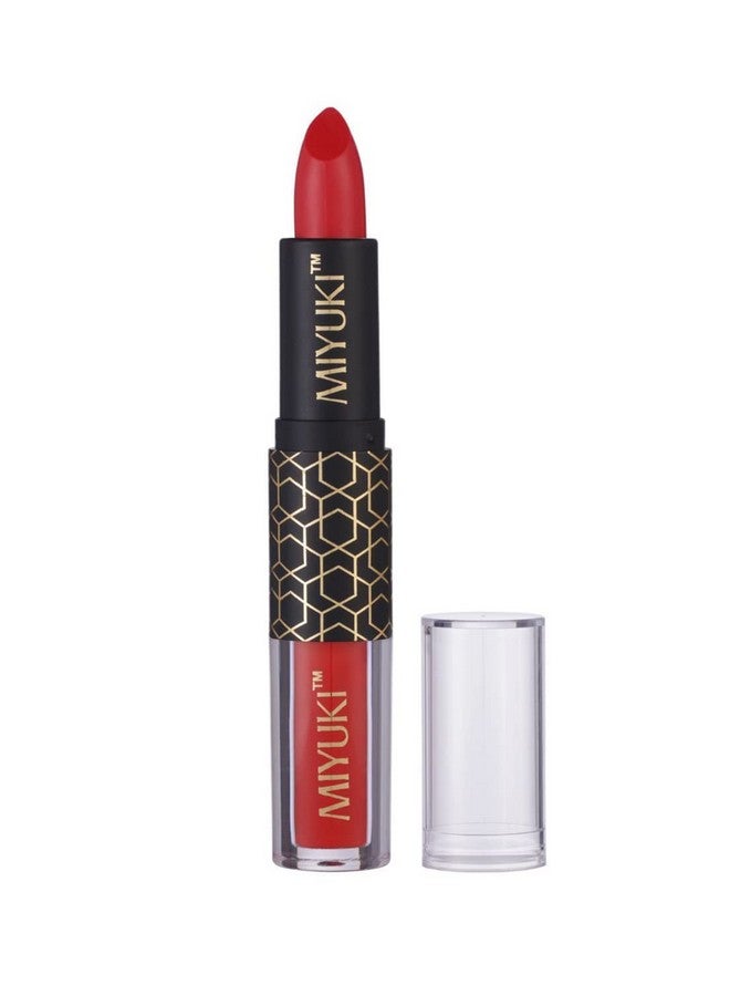 Miyuki 2in 1 Long Lasting Transfer Proof Matte Gloss Liquid and Lipstick - Indian Red - Image 1