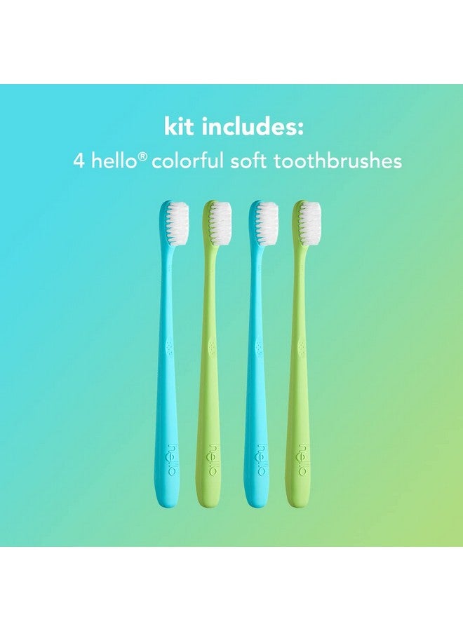 Hello Blue & Green Soft Toothbrush, Bpa-Free, Made From Plant-Based Materials, 2 Count (Pack Of 2) - Image 3