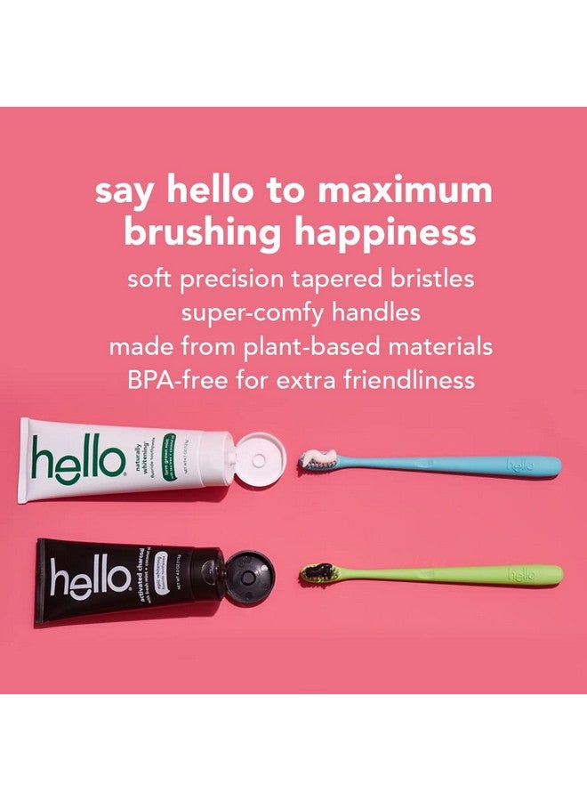 Hello Blue & Green Soft Toothbrush, Bpa-Free, Made From Plant-Based Materials, 2 Count (Pack Of 2) - Image 4