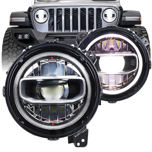 Cavauu 9Inch Round LED Headlights Compatible with Jeep Wrangler JL JLUGladiator JT 20182025 Not for JK DOT Approved HiLow Beam with Halo DRL - Image 1