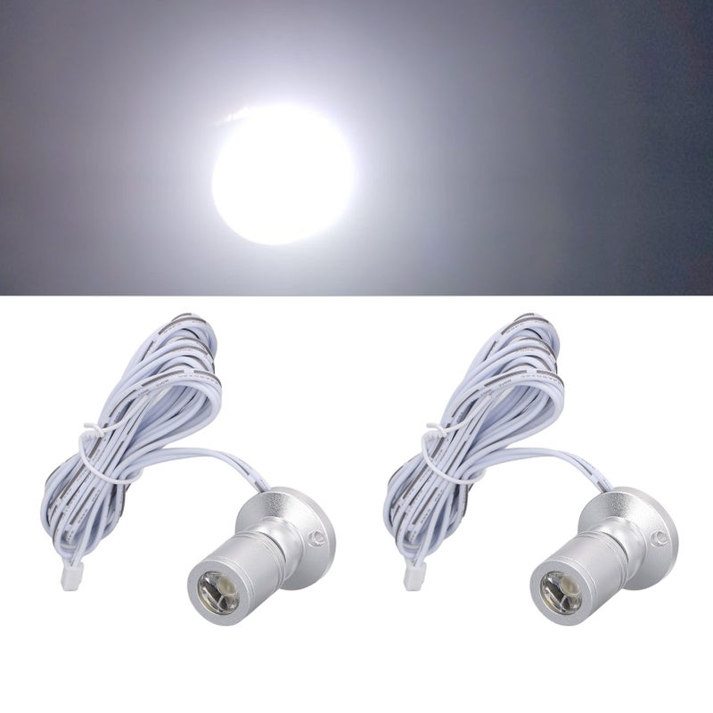 Dimmable Mini Spotlight 5V Mini LED Spotlight 1 to 2 Spot Lights with Dimmer for Display Jewelry Cabinet Porch Silver Natural Light - Image 5