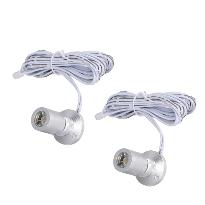 Dimmable Mini Spotlight 5V Mini LED Spotlight 1 to 2 Spot Lights with Dimmer for Display Jewelry Cabinet Porch Silver Natural Light - Image 2