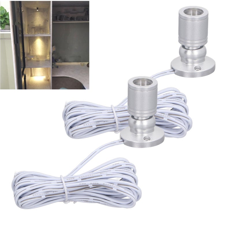 Dimmable Mini Spotlight 5V Mini LED Spotlight 1 to 2 Spot Lights with Dimmer for Display Jewelry Cabinet Porch Silver Natural Light - Image 4