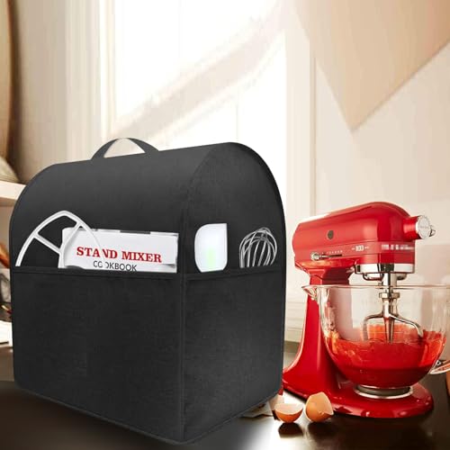 HOHUO Stand Mixer Dust-proof Cover for KitchenAid Mixer，Multi Pockets for Various Kitchen Appliance Accessories，Water-resistant，Easy Cleaning (Black(New style), Fit for Tilt Head 4.5-5 Quart) - Image 3