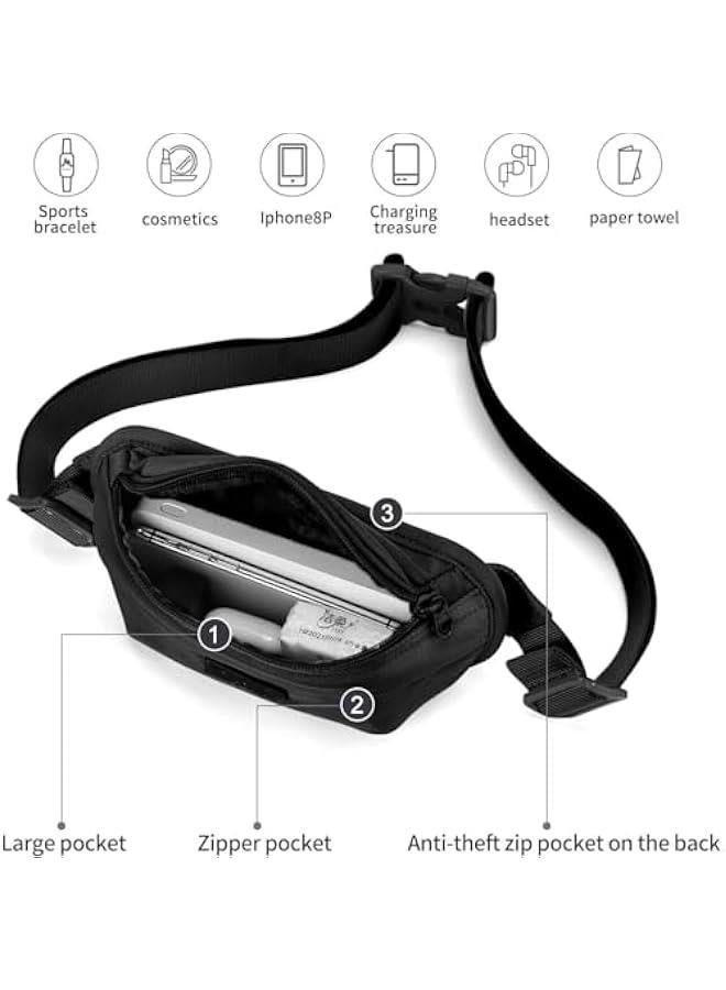 HOOKOR Fashionable Waterproof Crossbody Waist Bag, Fanny Pack for Women Men, Pack Belt Bag for Workout, Hiking Travel Walking, Yoga, Running Sport, Easy Carry Any Phone Wallet Purse. (Grey) - Image 3