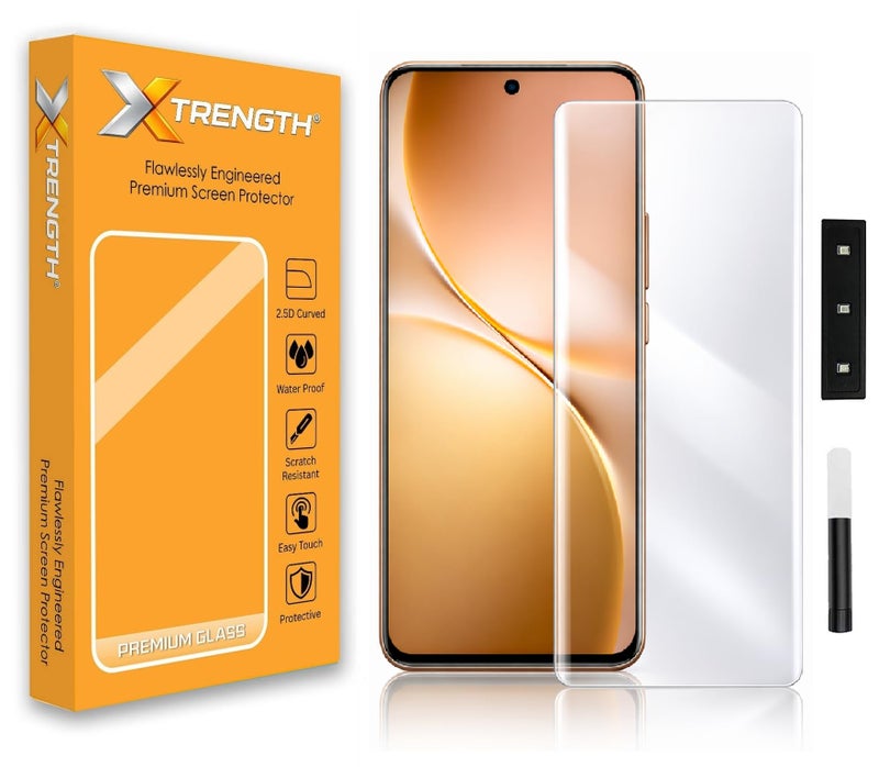 XTRENGTH Advanced HD+ Curved UV Tempered Glass Gorilla Screen Protector Designed for Vivo V60e / V60 5G - Full Screen Coverage with Easy Installation Kit (Anti-Scratch) - Image 1