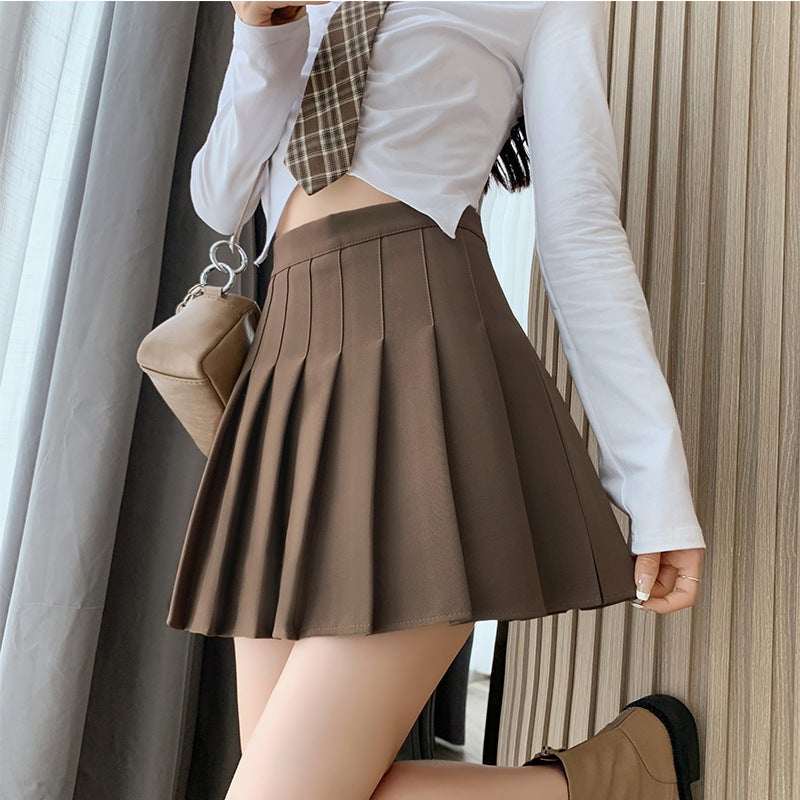 Pleated Skirt Skirt Women'S Autumn 2024 Korean Version Of High Waist Slim Fresh Plaid A- Shaped Skirt - Image 1