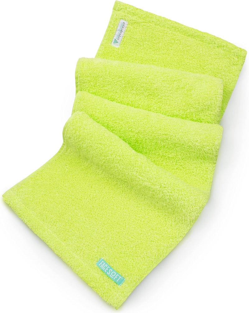 FACESOFT Eco Friendly Gym Towel for Working Out - Soft and Absorbent Cotton Exercise Towel - No Synthetic Microfibers or Plastics - Sweat Towel for Gym, Fitness, Sports, Yoga - Neon - 1 Pc - Image 1