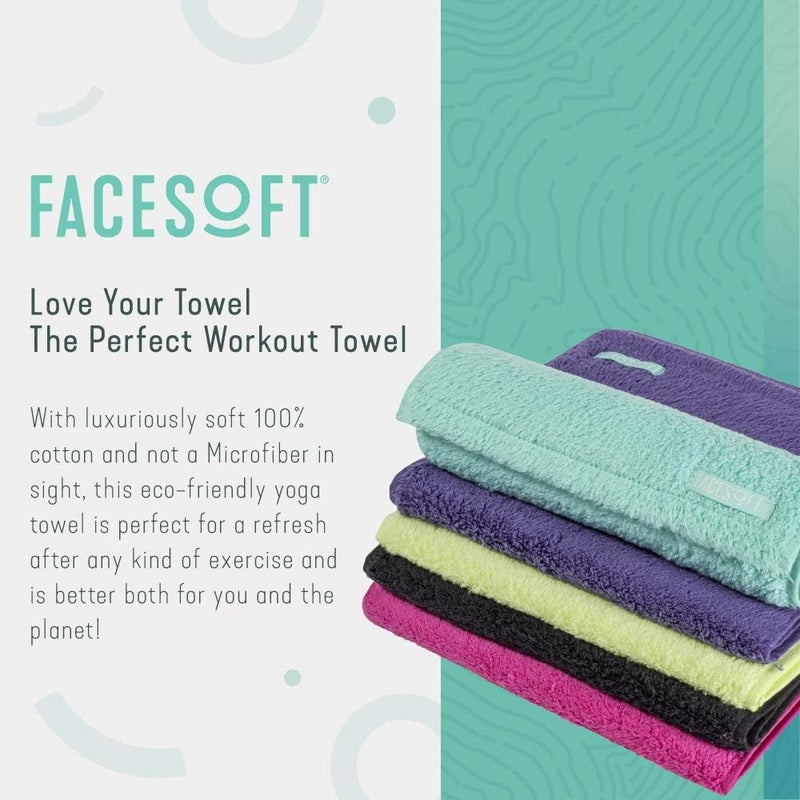 FACESOFT Eco Friendly Gym Towel for Working Out - Soft and Absorbent Cotton Exercise Towel - No Synthetic Microfibers or Plastics - Sweat Towel for Gym, Fitness, Sports, Yoga - Neon - 1 Pc - Image 3
