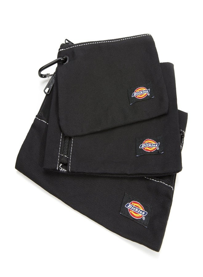 Dickies Set of 3 Small Canvas Utility Pouches, Zippered, for Organizing Small Tools and Fasteners, Black - Image 1