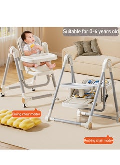 Rightsure 2 In 1 Baby High Rocking Chair, 7 Levels of Height Baby Dining Chair Toddler Feeding Booster Seat with Non-Slip Feet Disassembly Adjustable Legs,Tray, Wheels,Thickened Cotton Pad for 6 Months to 6 Yea  - Image 4
