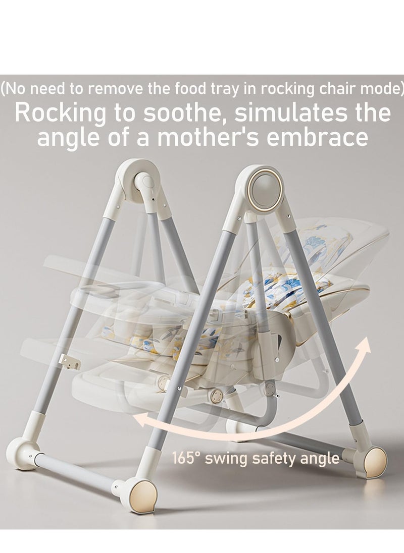 Rightsure 2 In 1 Baby High Rocking Chair, 7 Levels of Height Baby Dining Chair Toddler Feeding Booster Seat with Non-Slip Feet Disassembly Adjustable Legs,Tray, Wheels,Thickened Cotton Pad for 6 Months to 6 Yea  - Image 5
