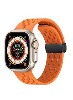 ten.tech TenTech Breathable Silicone Sports Watch Band with Magnetic Clasp for Apple Watch Ultra/Ultra 2, Size 49mm 45mm 44mm 42, Soft Band for iWatch Series 9/8/7/6/5/4/3/2 /1/SE – orange  - Image 2